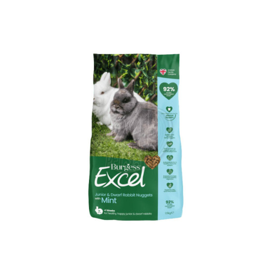 Burgess Excel Junior and Dwarf Rabbit Nuggets with Mint 1,5 kg